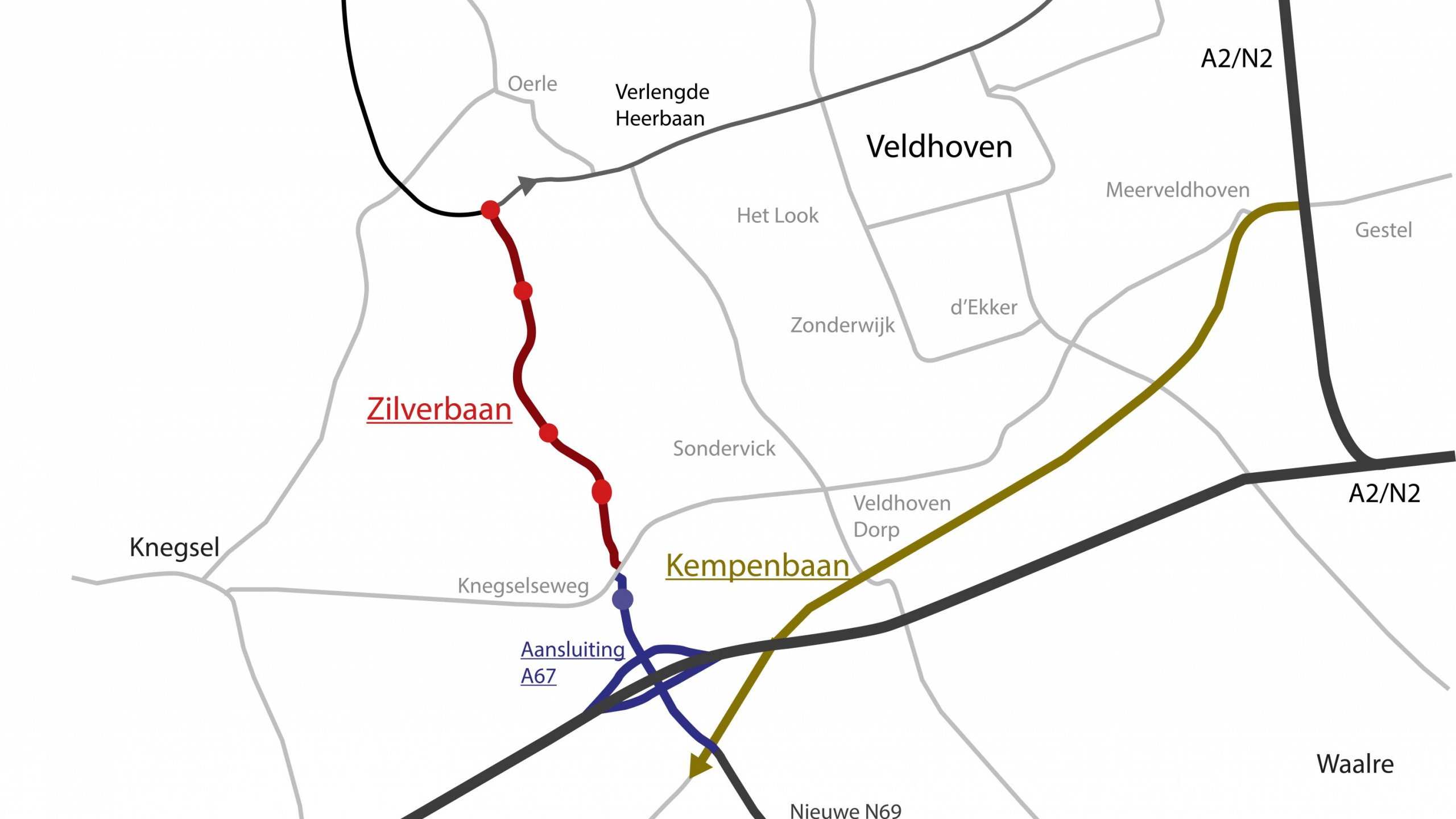 Plattegrond van Veldhoven Zilverbaan en Kempenbaan