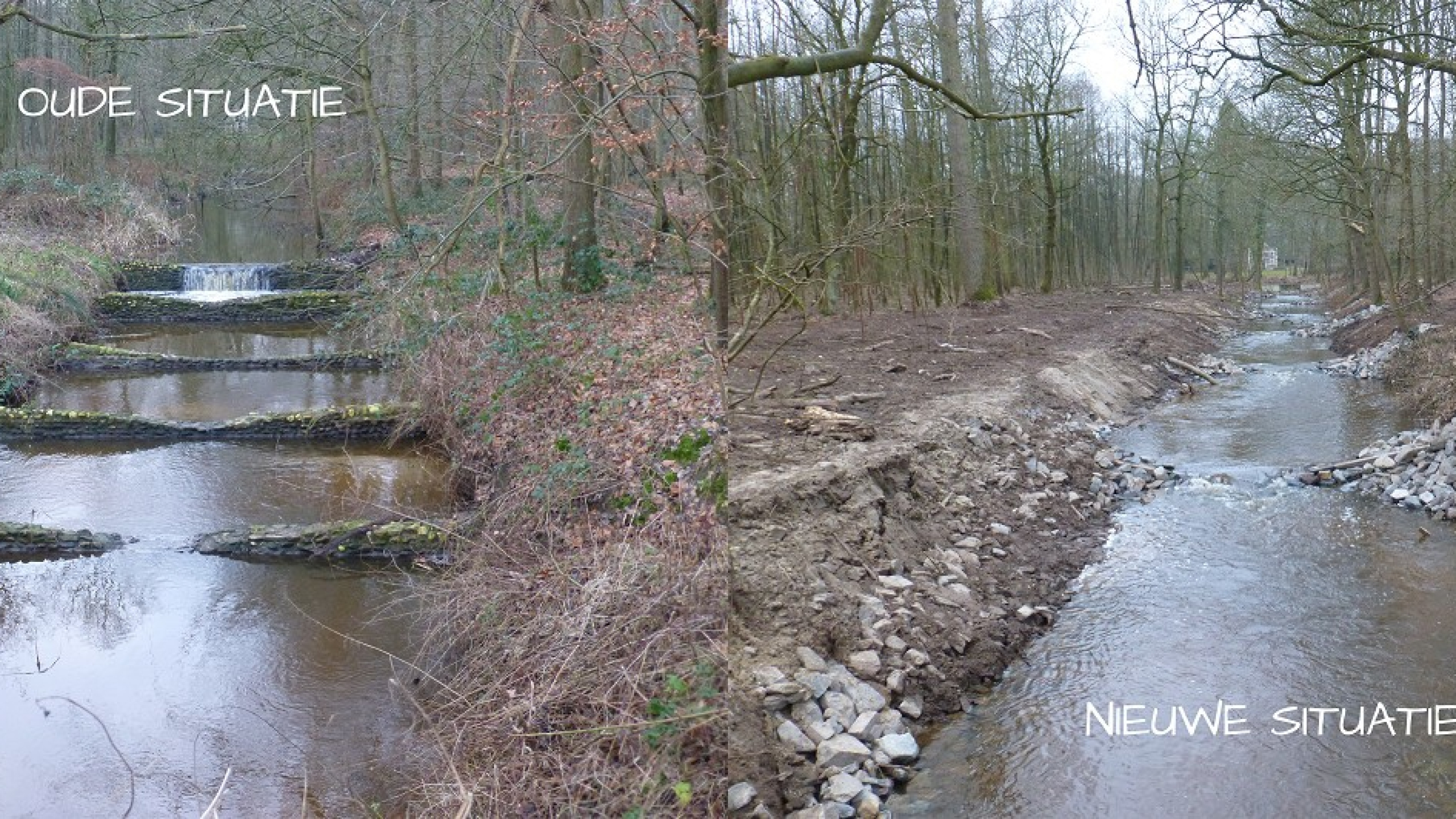 Vergelijking van de oude en nieuwe situatie van de Vispassage Elisabethmolen