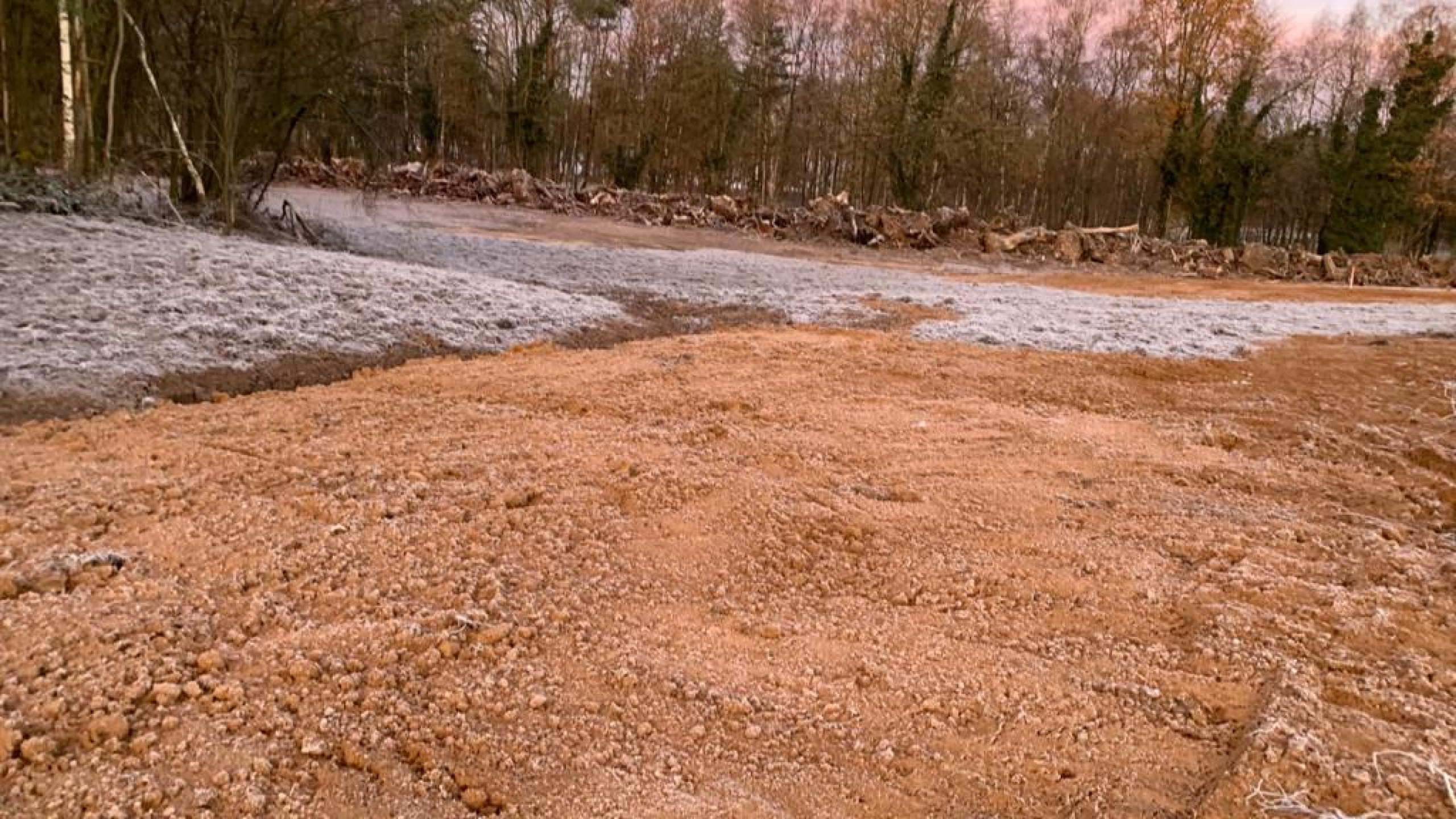 Projectgebied met zand in de vorst