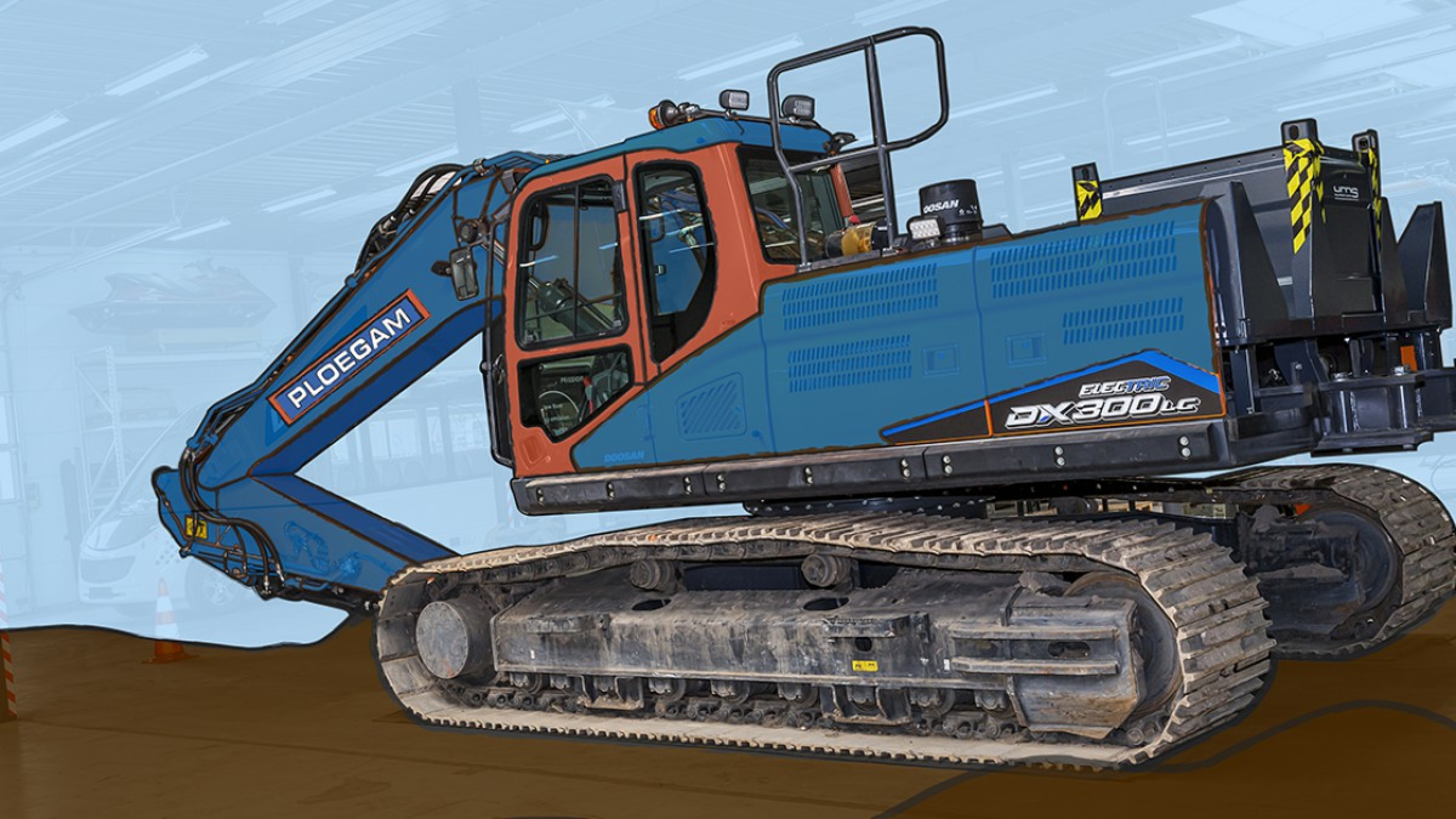 Illustratie van de nieuwe, elektrische machine van Ploegam